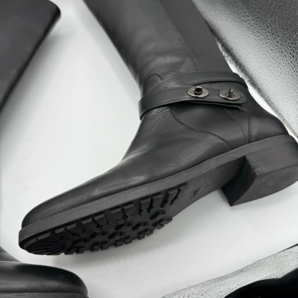 COACH | Essex Semi Matte Leather Tall Boots, Black 9.5 B wide calf/ regular - Picture 9 of 11